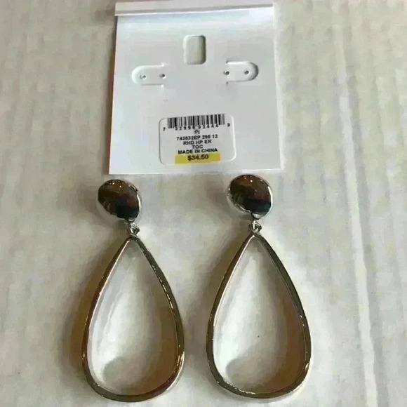 Charter Club new silver tone open drop earrings - Picture 6 of 8